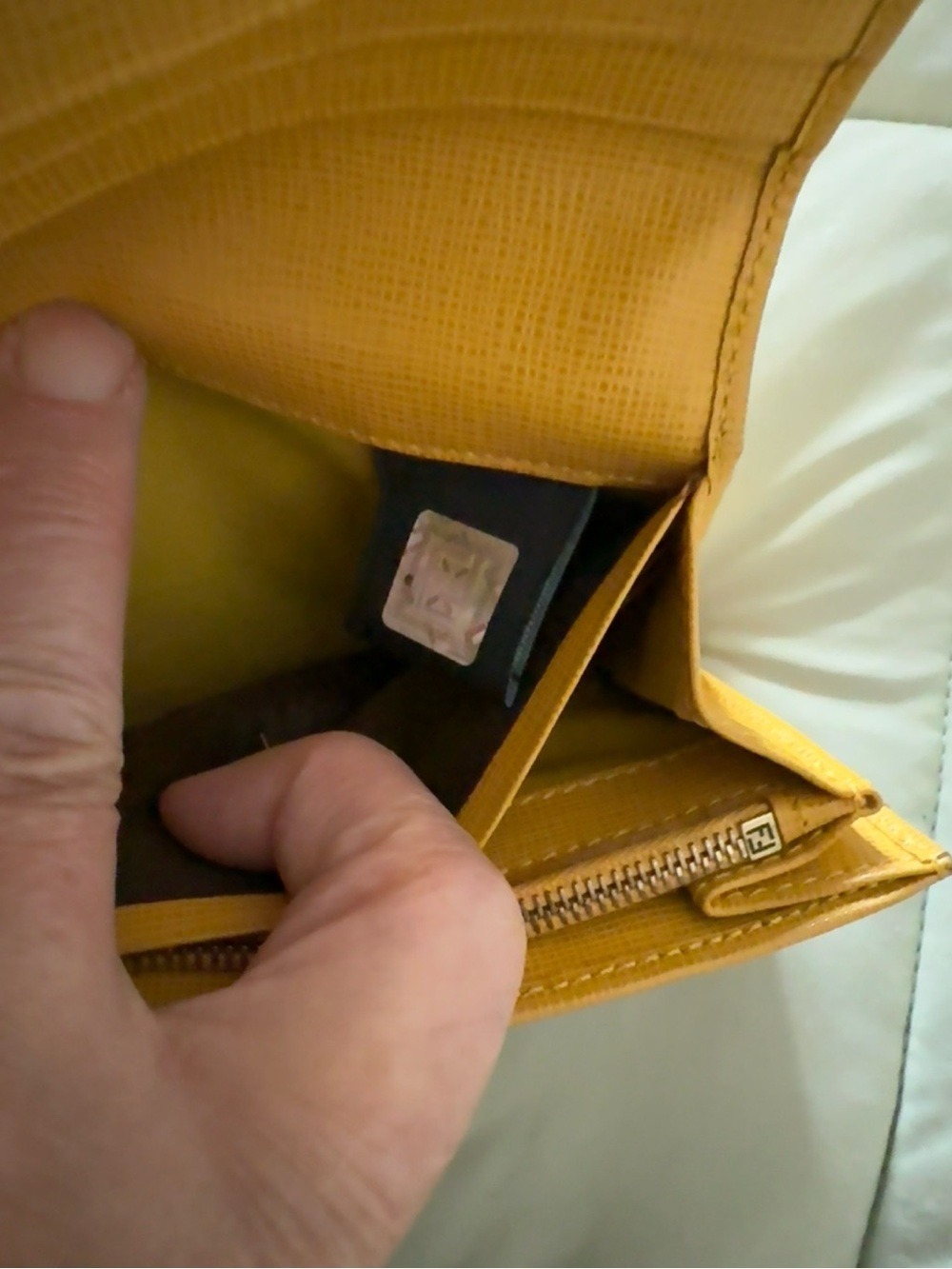 Fendi Yellow Textured Leather Continental Wallet Long Bifold - Picture 4 of 6